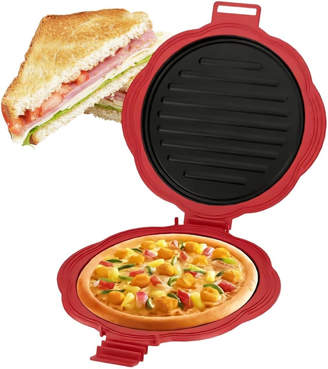 Toast- en sandwichplaat, snel opwarmbare dubbelzijdige stalen platen, ideaal voor kaas-toast bij het ontbijt, voor mini-wafels, ontbijt, frituren, snacks, hambur