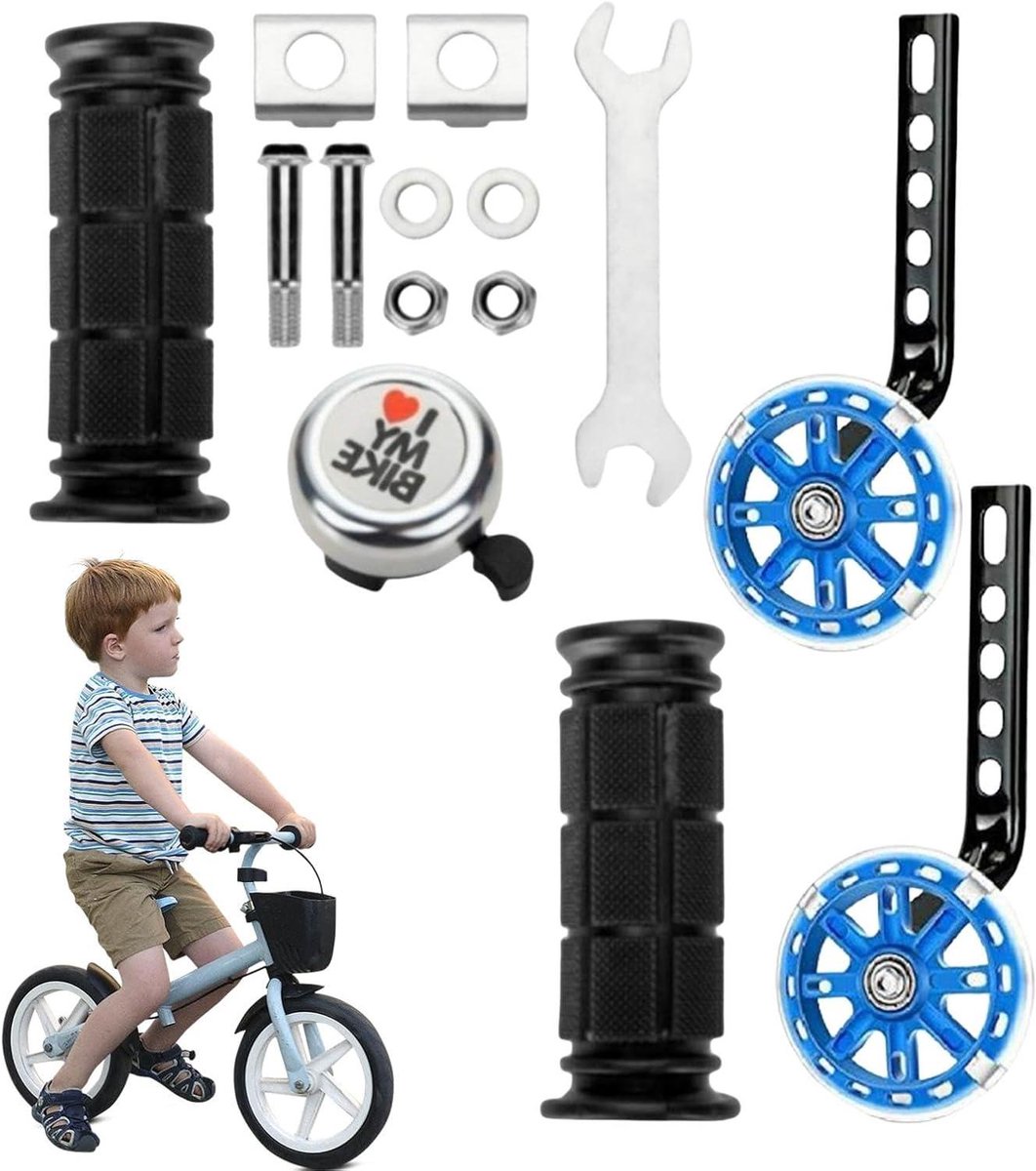 Oefenwielen Kinderfiets - Zijwieltjes Stabilisator - Fiets Leren - Verdikt Versterkt Ontwerp - 12-20 Inch - Blauw