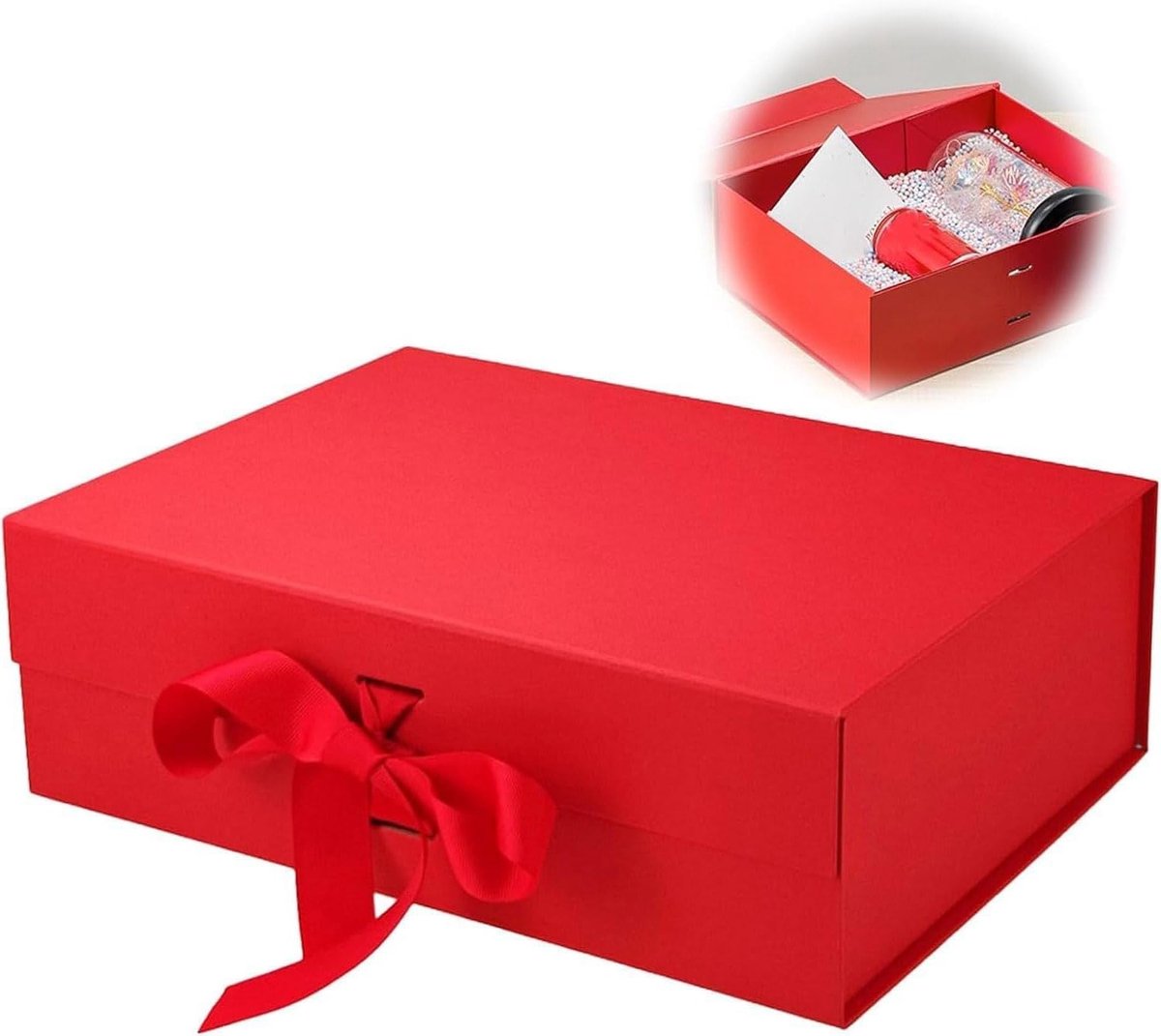 Elegante magnetische geschenkdoos met deksel in rood, herbruikbare verpakking voor verjaardagen, Valentijnsdag en Kerstmis, ideaal voor elke gelegenheid