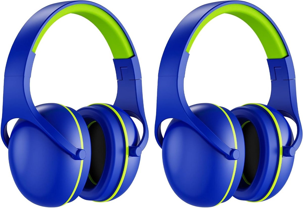 Comfortabele geluidsisolerende hoofdtelefoons voor kinderen van 2-10 jaar - 2-pack, verstelbaar en ideaal voor concerten, motorraces en vliegtuigen - Marineblauw