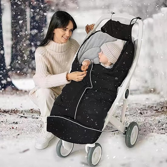 Kinderwagen Slaapzak - Voetenzak Kinderwagen - Buiten Wandelen - Ultra Waterdicht - 97x44cm - Zwart — afbeelding 3