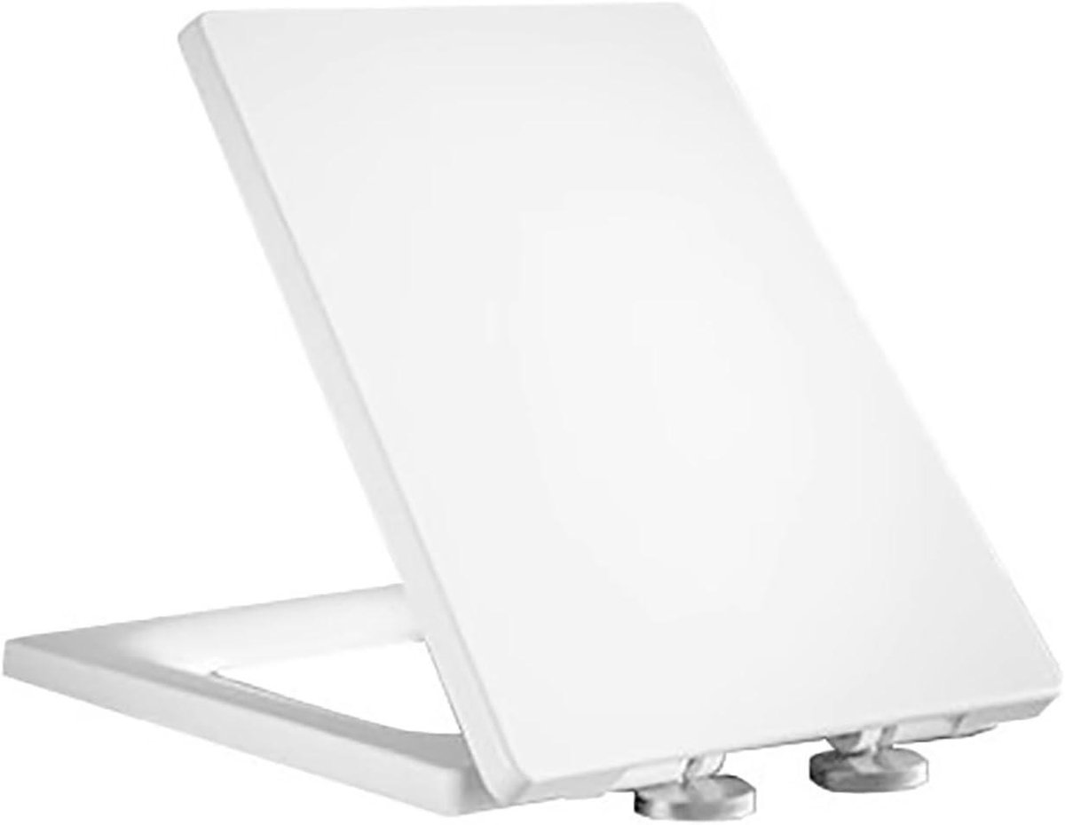Vierkante Toiletbril - WC Deksel - Badkamer Upgrade - Softclose Mechanisme - 44.2 x 36.5 cm - Wit