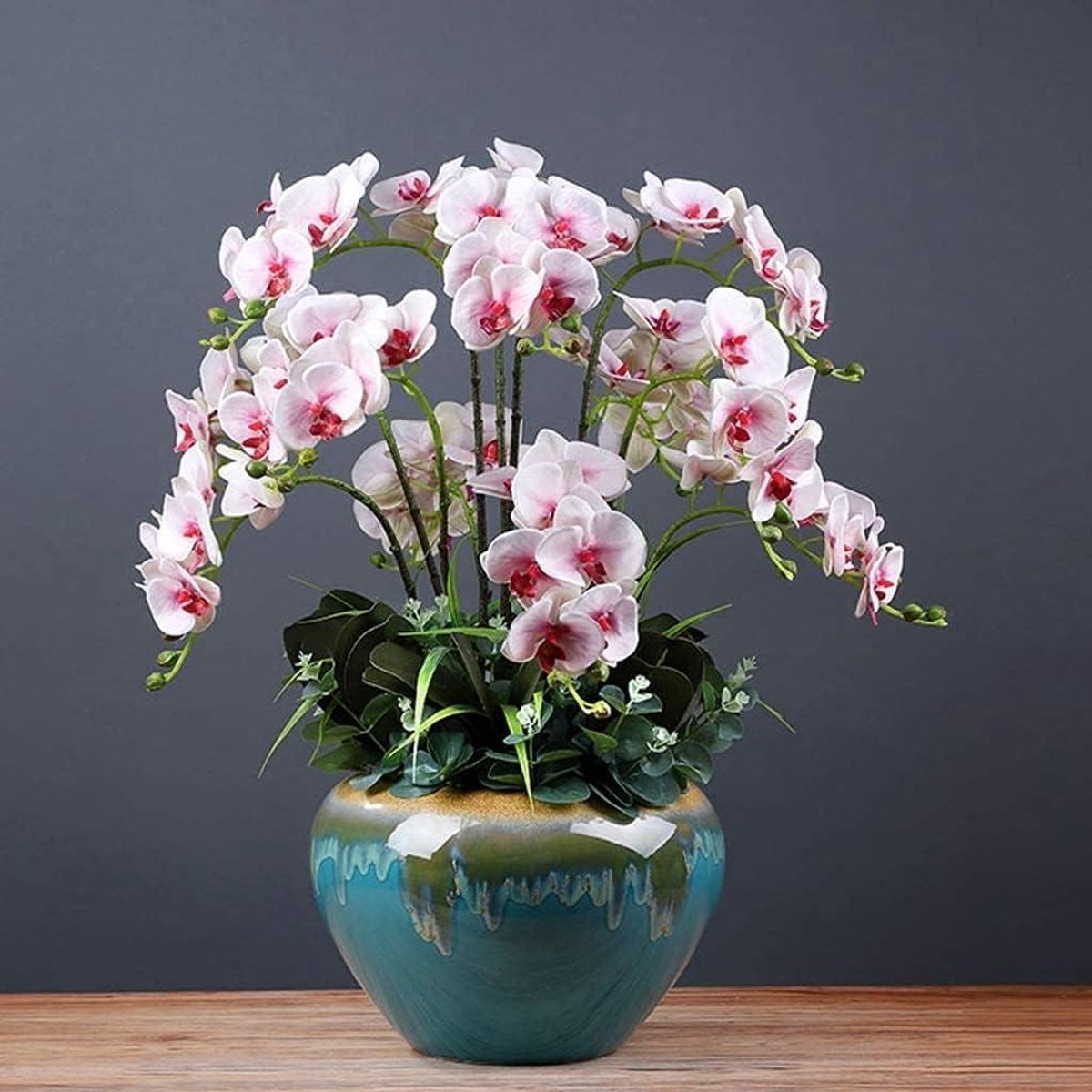 Kunstorchidee Phalaenopsis - Zijden bloemen - Huisdecoratie - Levensechte uitstraling - 65 cm hoog - Wit