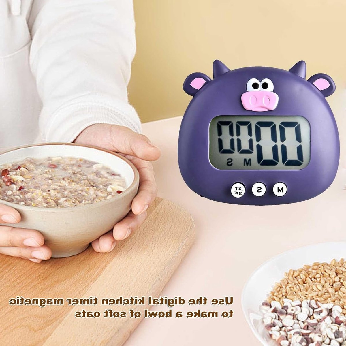 Schattige Cartoon Dieren Digitale Countdown Timer met LCD Display en Magneet voor Keuken, Koken en Bakken Accessoires