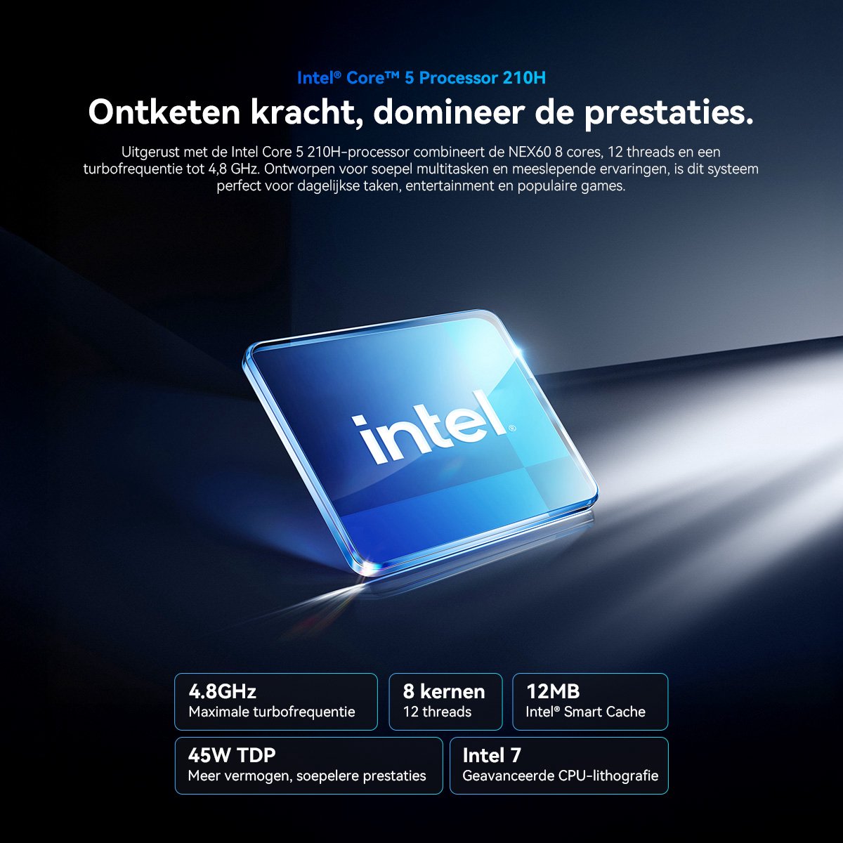 Blackview NEX60 Mini Game PC - met QWERTY toetsenbord - Intel Core 5 210H - 16GB DDR4 - 512GB SSD thumbnail 6