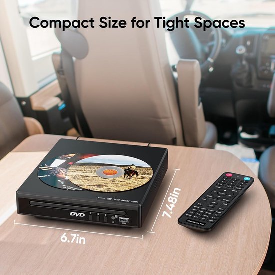 Mini DVD-speler - Cd-speler - Films Kijken - Bijna HD Kwaliteit - 18.8 x 17.0 x 4.6 cm - Zwart — afbeelding 5
