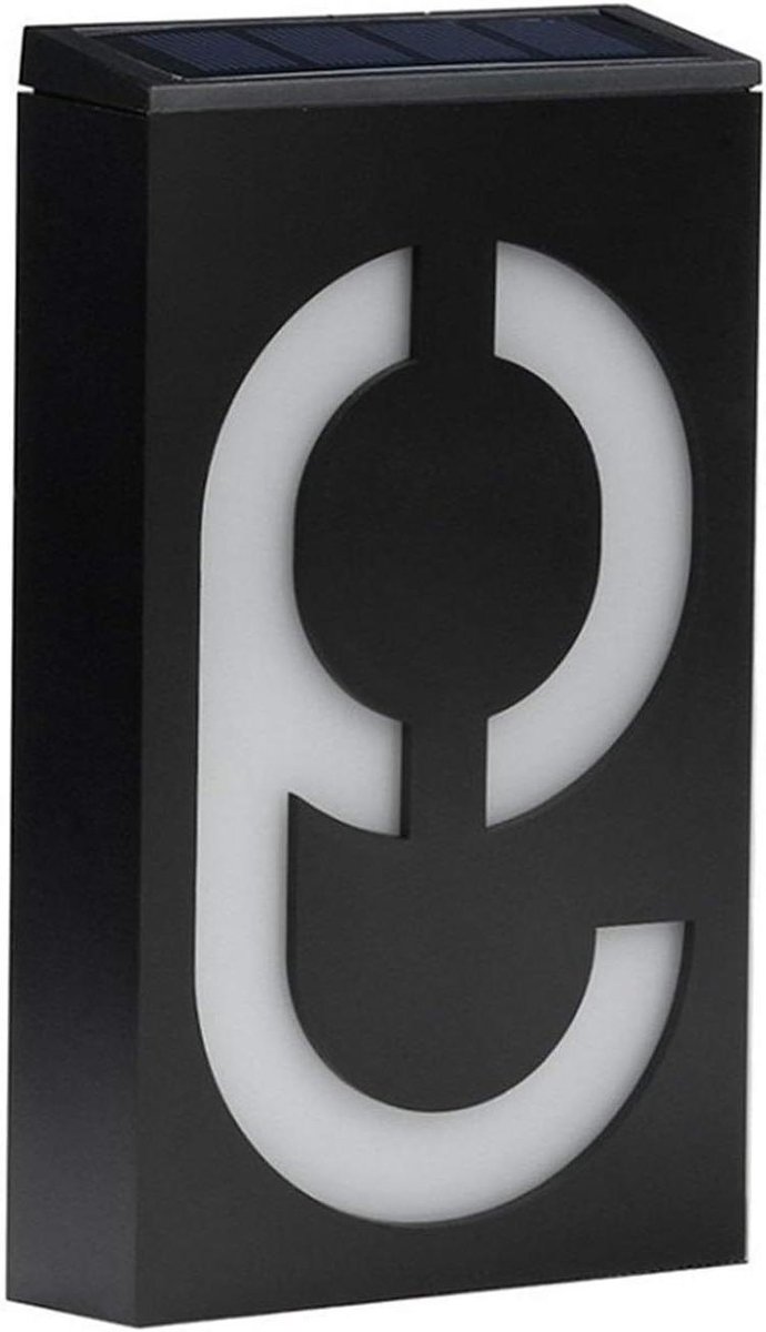 Huisnummer Solar - Adresbord LED - Nachtelijke Zichtbaarheid - Automatische Inschakeling - 6 LED - Zwart