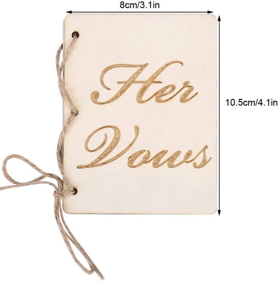 Huwelijksgelofteboekjes Set - Houten Eedboekjes - Bruiloftsceremonie - Met Hennep Touw - 105 x 8 cm - Houtkleur — afbeelding 5