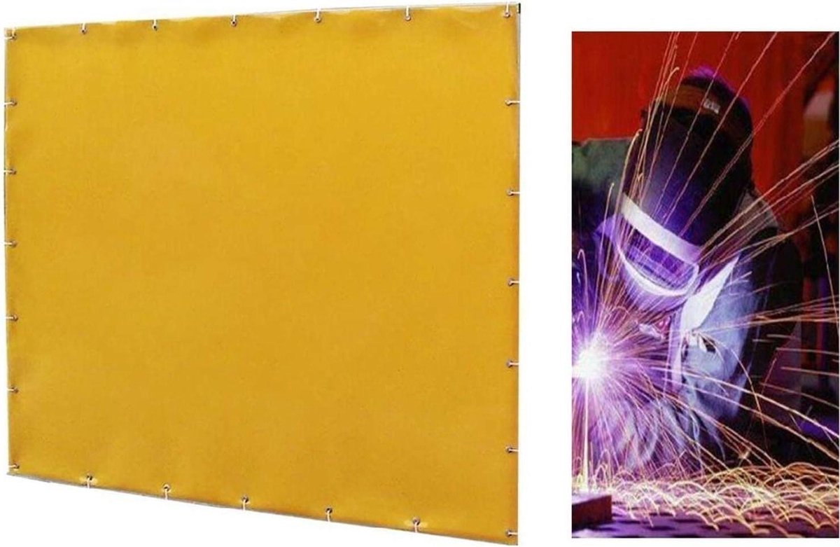 Lasdeken - Brandwerend Scherm - Veilig Werken - Verdikt 1 mm PVC - 1.72 x 1 m - Geel