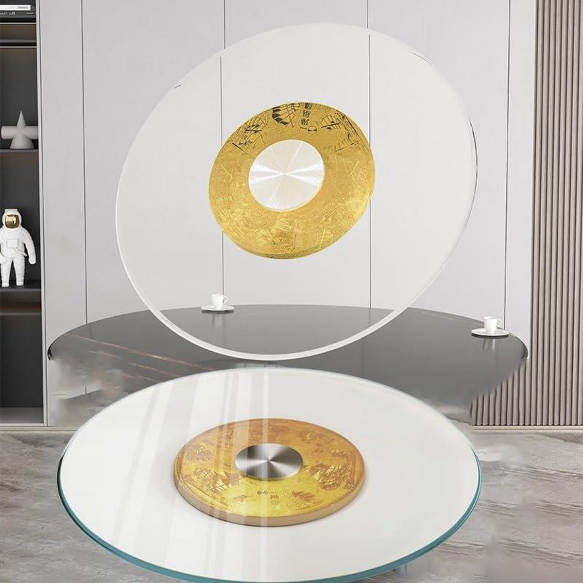 36in 40in Glass Turntable Dining Table Swivel Scale Tempered Glass Swivel Serving Bowl for Tabletop Large Tabletop Swivel Serving Plate(80cm(32in)