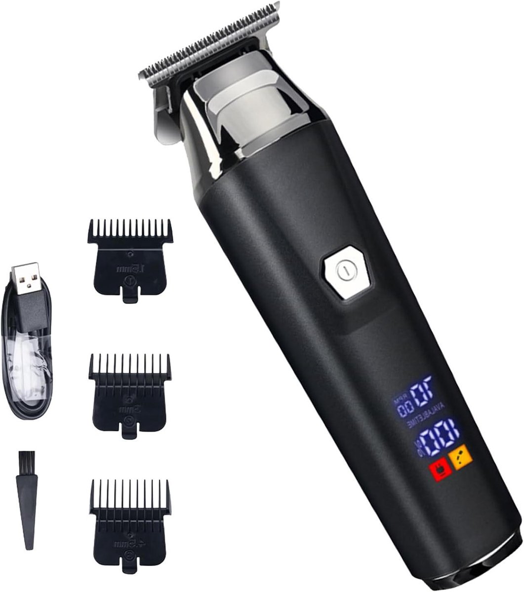 Haartrimmer Heren - Draadloze Trimmer - Persoonlijke Verzorging - Digitaal Display - 180 Min Gebruik - Zwart