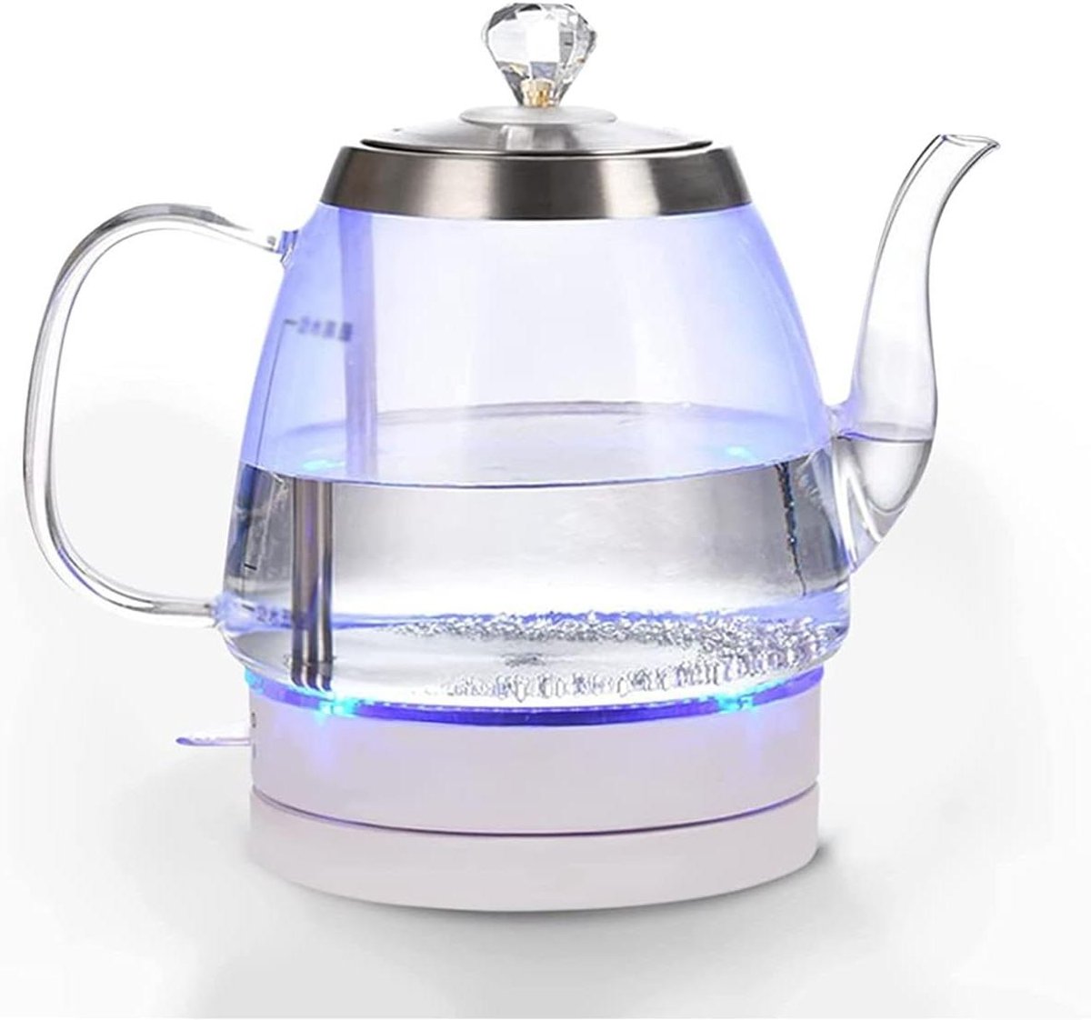 Kettles, Glass Kettles, Food Grade Stainless Steel, 1.2L, 1500W Fast Cooking, Led Blue Light Prompt, 360Rotation, Baswet Water, Energy Saving/Clear/22 * 18 * 21Cm