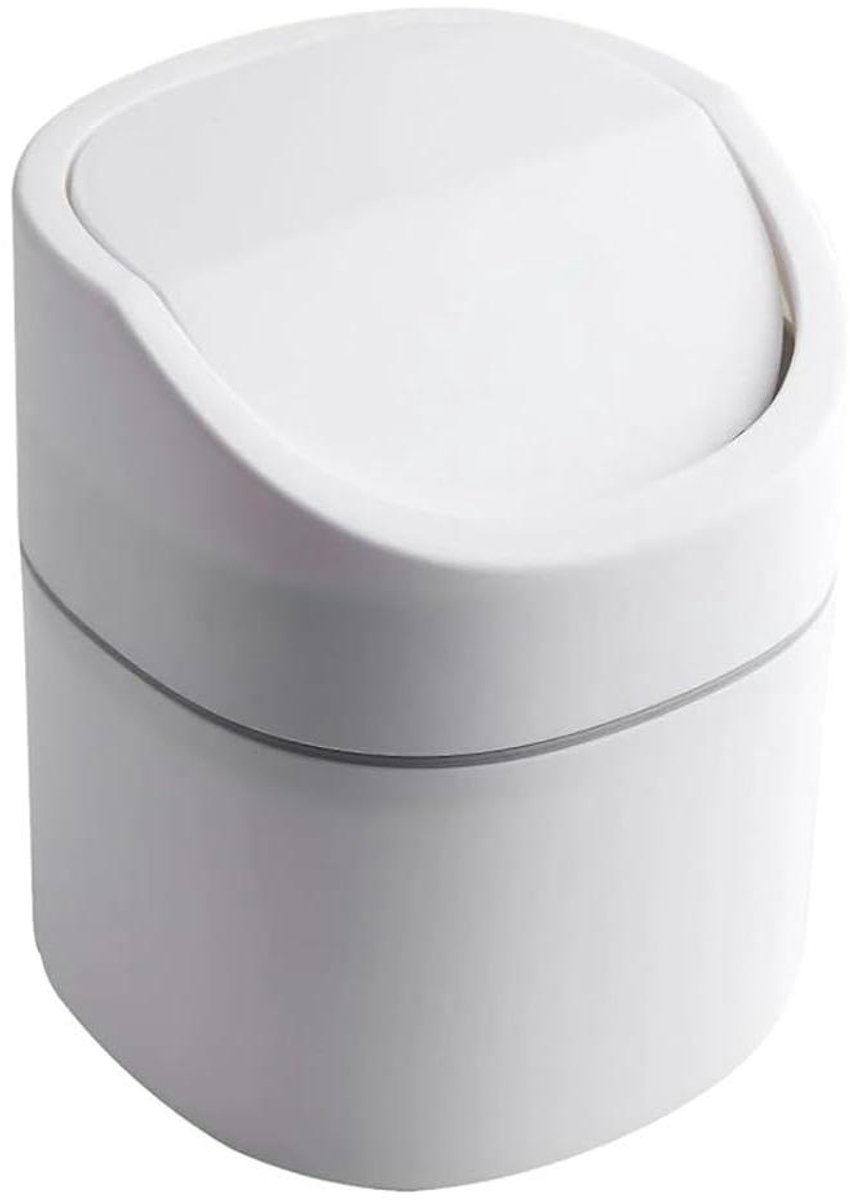 Mini Afvalbak - Vuilnisbak Desktop - Bureau Opruimen - Compact Ontwerp - 1x1x1 cm - Wit
