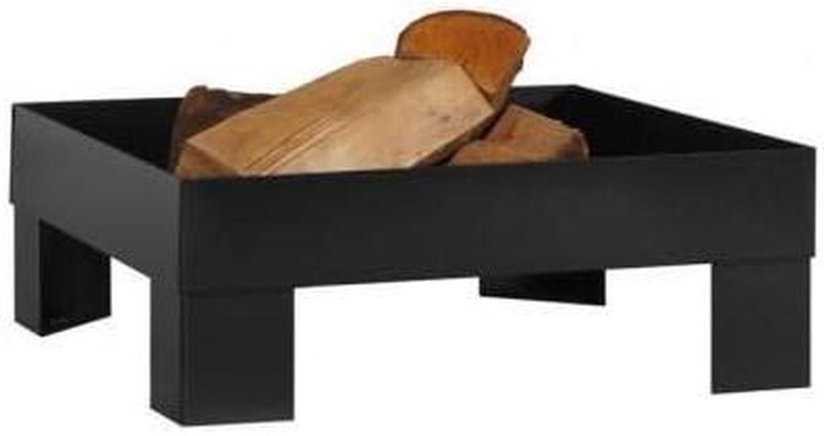 Vuurschaal Pan 6 - Buitenhaard Rond - Terras Verwarmen - Met Houtopslag - 60 tot 80 cm - Zwart