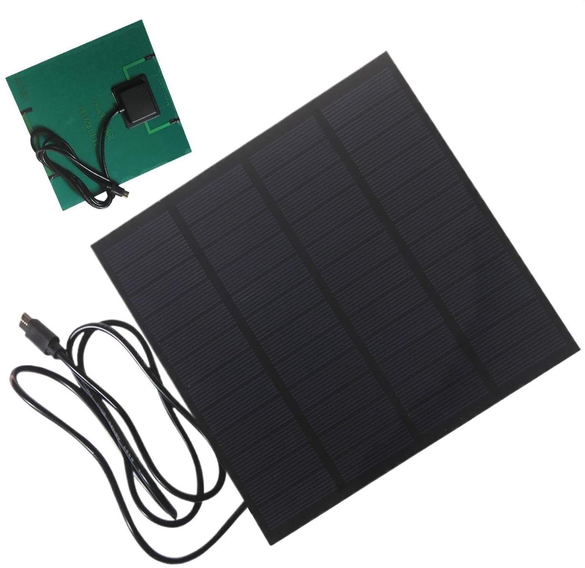 Zonnepaneel - Zonneoplader - Buitenverlichting Opladen - 20W 12V Vermogen - 14.5 x 14.5 cm - Zwart