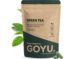 GOYU Groene thee Extract 200 mg (L-Theanine) 60 Capsules - Groenetheeextract 98% L-theanine - 200 mg per capsule - 60 capsules - Vegan - Zonder toevoegingen - Lab getest - 30 tot 60 dagen voorraad per zakje