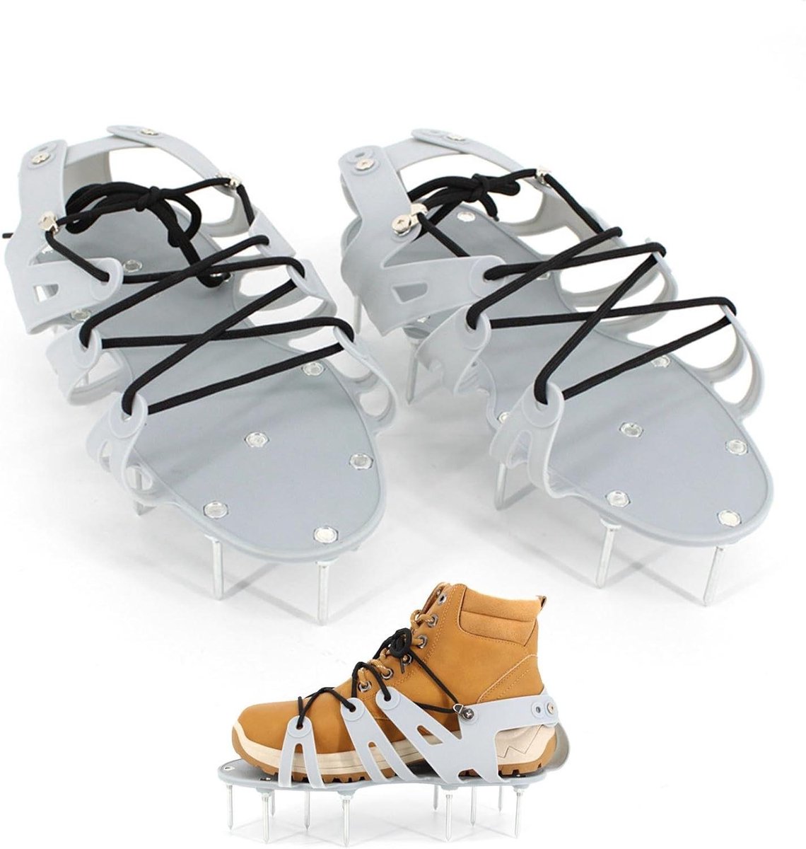 Gazonbeluchter Schoenen - Spiked Sandalen - Gazon Onderhoud - Verstelbare Bandjes - 30 x 13 cm - Grijs