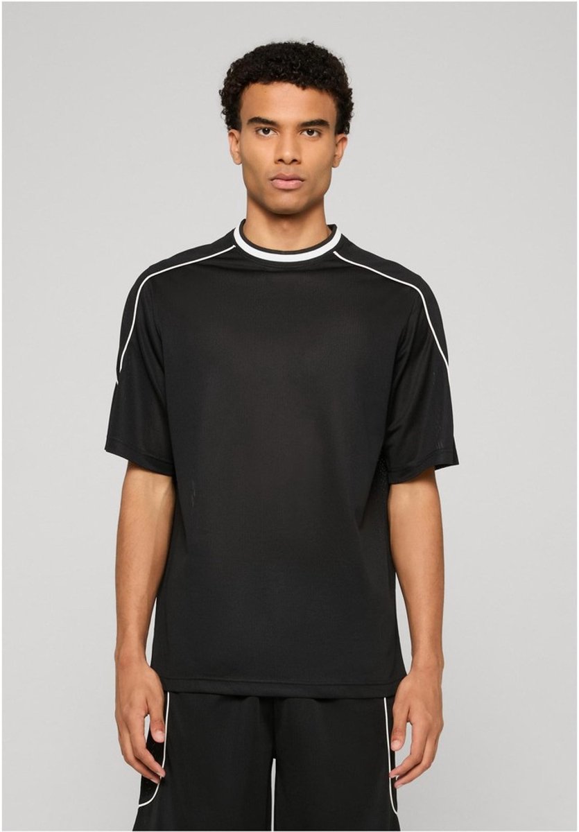 Urban Classics Piping Mesh Oversized Heren Tshirt 4XL Zwart