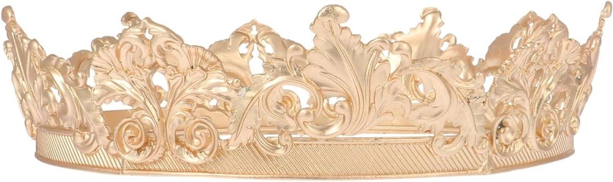 Kroon Hoofddeksel - Bruid Tiara - Bruiloft Accessoire - Volledig Rond - 19 cm - Goud