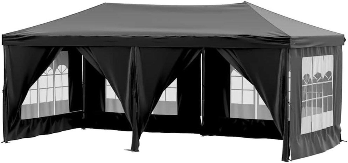 Opvouwbare Partytent - Feesttent Paviljoen - Buitenfeesten Organiseren - Waterafstotend UV-beschermend - 580 x 292 x 245 cm - Zwart