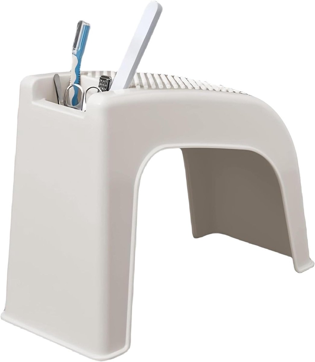Pedicure Voetbank - Behandelstoel Kruk - Voetverzorging Thuis - Antislip Basis - 29 cm Hoog - Wit