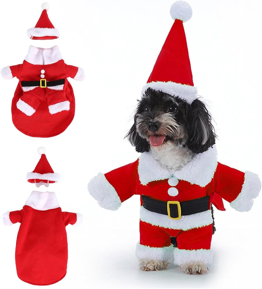Kerstkostuum voor Honden en Katten - Feestelijke Outfit met Hoed voor Kerst en Verjaardag (M)