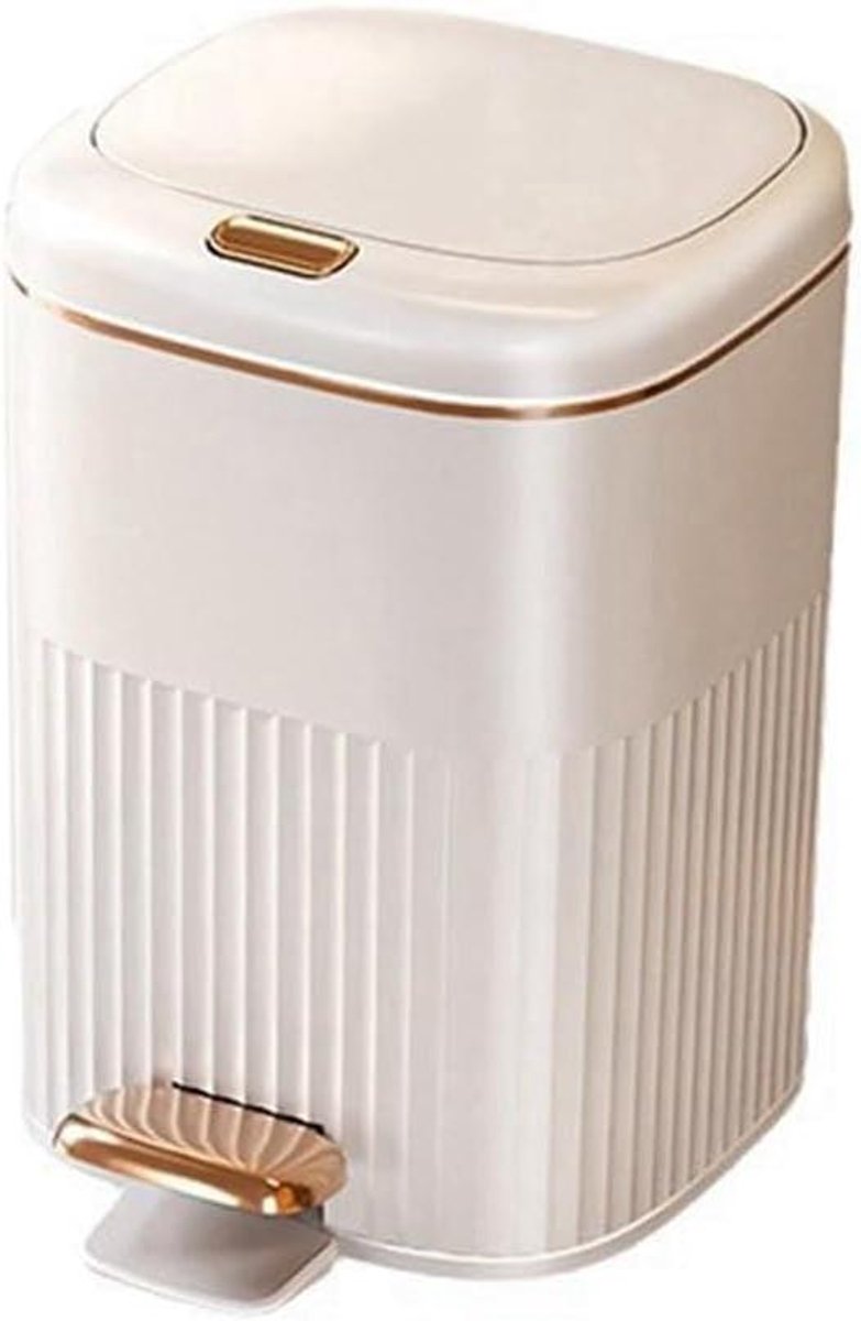 Pedaalemmer - Afvalbak - Hygiënisch Afval - Waterdicht Ontwerp - 10 Liter - Witgoud