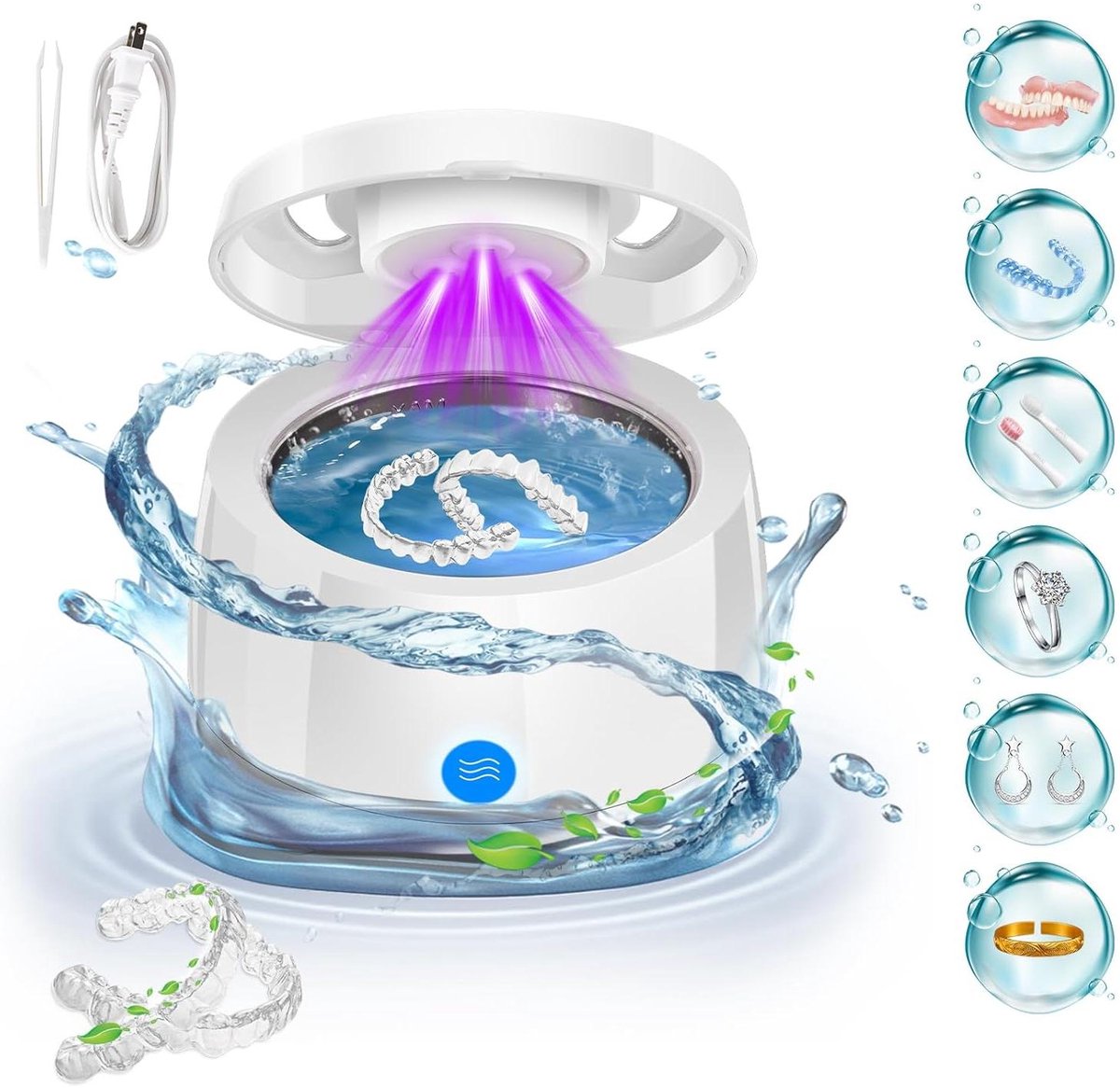 Ultrasone Reiniger - UV Sterilisator - Persoonlijke Verzorging - 360° Dieptereiniging - 200 ml - Wit