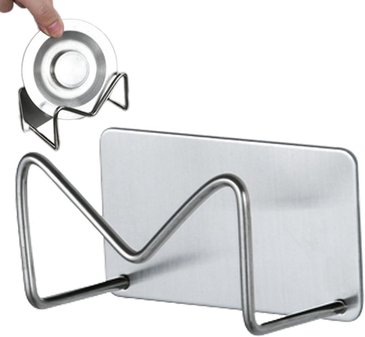 Spons Houder - Keuken Organizer - Spoelbak Opbergen - Zonder Boren - 5x9 cm - Zilver