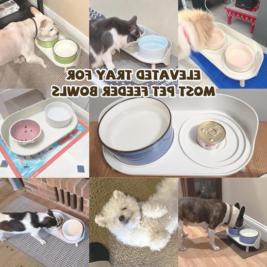 Verhoogde Voerbakstandaard voor Kleine en Middelgrote Honden en Katten - Geschikt voor Voedsel- en Waterbakken tot 15 cm - Comfortabel Eten en Drinken in Grijs — afbeelding 3