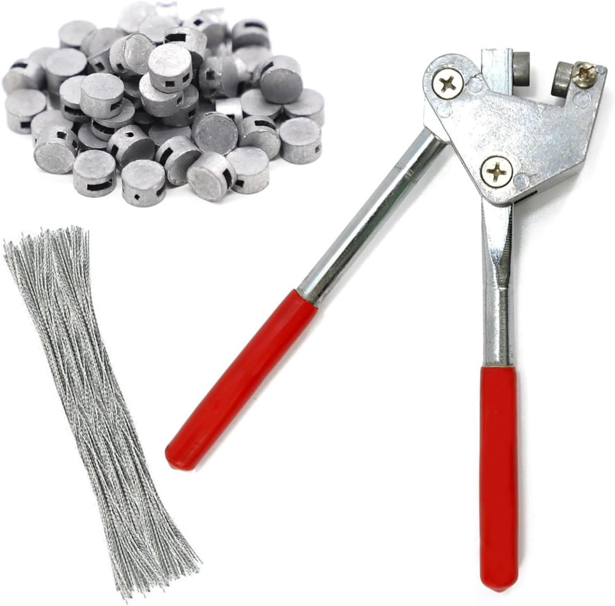 Dailygoody - Sealing Petrol Pliers - Pliers Set - 165 mm - Rood - Seal Kit - Voor watermeter - Inclusief 80 seals