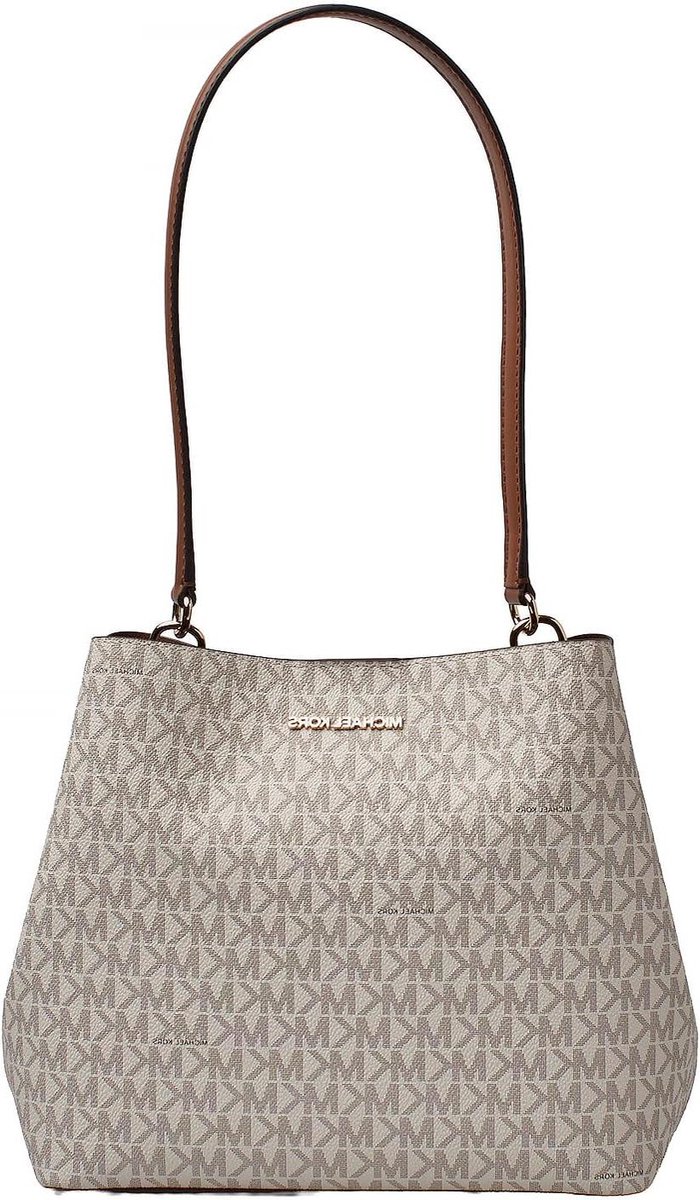 Dames Schoudertas - Bucket Bag - Dagelijks Gebruik - Logo Print - 27 cm Breed - Goudkleurig