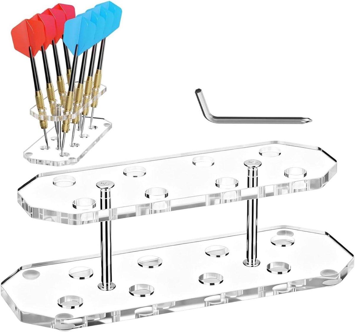 Transparante Dartstandaard - Acryl Houder - Dartpijlen Opbergen - Schuin Display Ontwerp - 8 Darts Capaciteit - Transparant