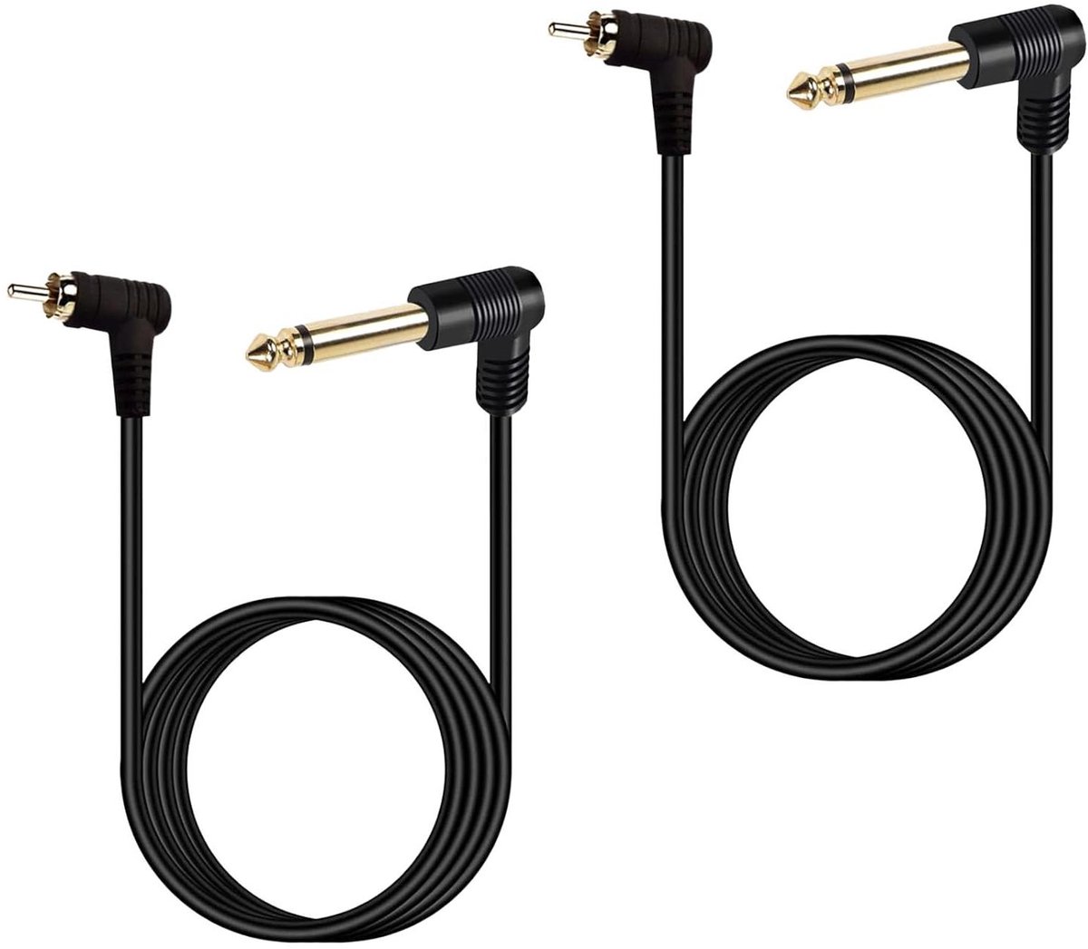 Audio Kabel - Gouden Connectoren - Helder Geluid - 90 Graden Hoek - 2 Meter - Zwart