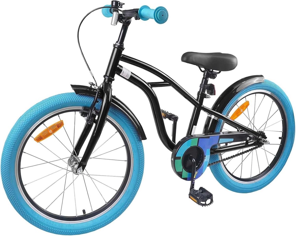 Kinderfiets Jongensmeisjesfiets Avontuurlijke Ritten Groeivriendelijke aanpassing 22 inch Zwart