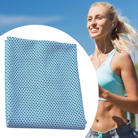 Verkoelende Handdoek - Zweetdoek - Sporten en Reizen - Directe Koeling - 30x100 cm - Lichtblauw — afbeelding 4