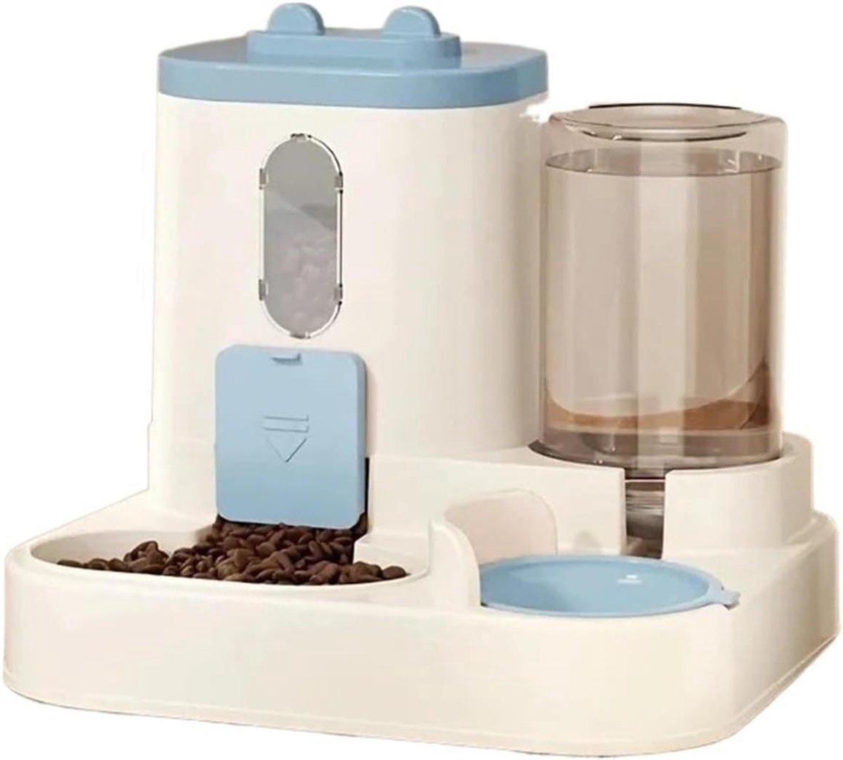 Automatische Kattenvoerbak - Voer en Water Dispenser - Voer Aanvullen - Zwaartekracht Voedingsprincipe - 20x23x25cm - Blauw