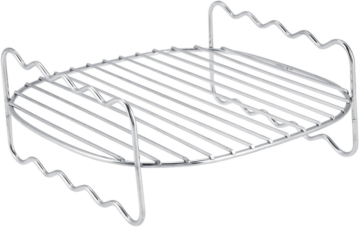Dubbellaags BBQ-rek - Spiesjesplaat Bakplaat - Barbecueën en Braden - Antiaanbaklaag Vaatwasmachinebestendig - 18 x 18 x 8 cm - Zilver