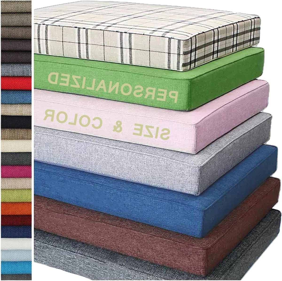 Bankkussen - Zitkussen Tuinkussen - Comfortabel Zitten - Antislip Onderkant - 200 x 65 x 5 cm - Donkergroen