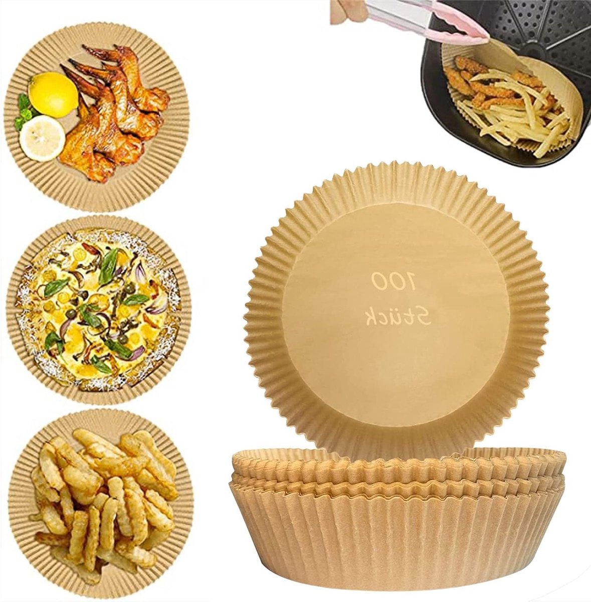 Bakpapier Airfryer - Wegwerp Perkamentpapier - Airfryen Schoon Houden - Anti-aanbaklaag - 100 stuks - Niet gespecificeerd
