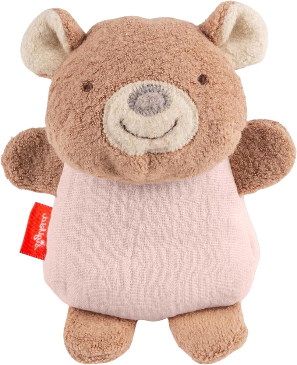 Babyspeelgoed beer - Grijpbeer rammelaar - Baby stimuleren - Zachte mousseline - 14 cm - Roze