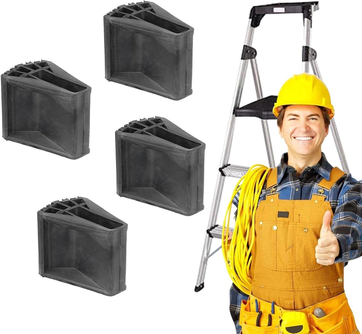 Laddervoeten Rubberen Pads - Ladder Schoenen - Veilig Klimmen - Anti-slip Ontwerp - 15 x 15 x 15 cm - Zwart