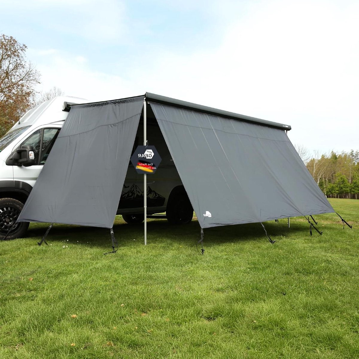 Luifelwandset - Voortent set - Kamperen - Universele pasvorm - 370 x 200 cm - Donkergrijs
