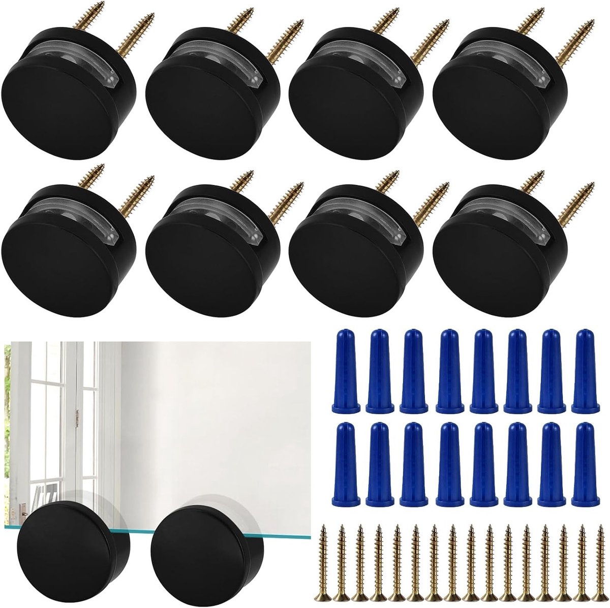 8-delige Clamp Mount Spiegelclip Set, Zwart Spiegelhouder, Upgrade voor Dubbele Schijf Montage van Spiegels, Foto's en Acrylafbeeldingen