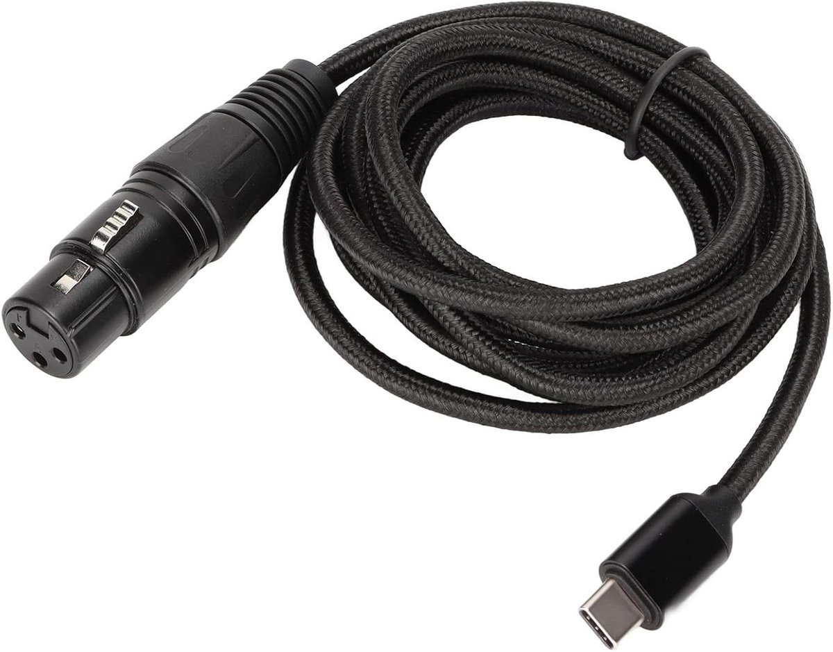 XLR naar USB Kabel - Microfoon Adapter - Audio Opnemen - Plug and Play - 2 meter - Zwart