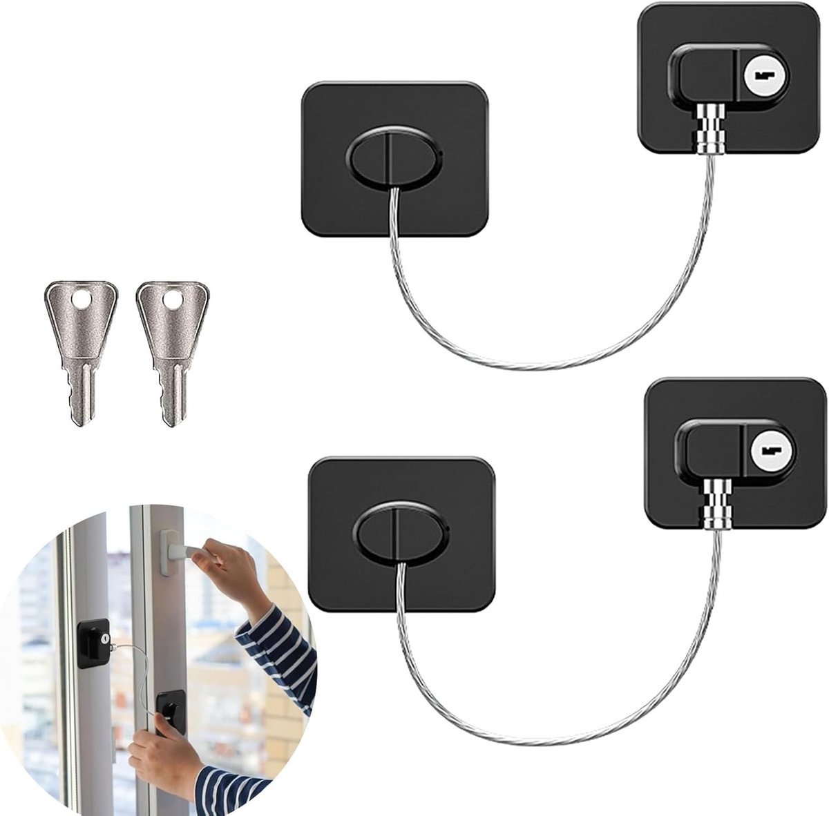 2 Stuks Koelkast Slot voor Kindveiligheid, Veiligheid voor Kinderen, Gemakkelijk te Installeren, Geschikt voor Keukenkastjes en Koelkasten, Geen Boren Nodig, Zwart, ABS Materiaal