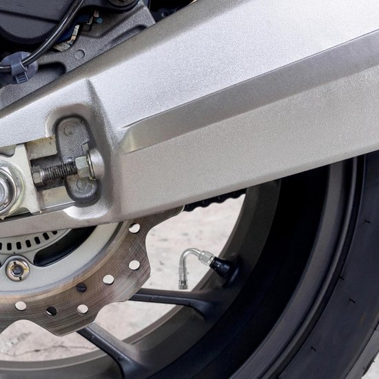 Ventielverlenger Fietsband - Motorband Adapter - Banden Oppompen - 90 Graden Gebogen - 40 mm Lengte - Zilver — afbeelding 4