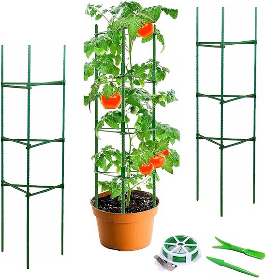 3-Pack Tomatensteun voor Planten, Verstelbare Verticale Klimplantsteunen, Stevige Tuin Trelis voor Groenten, Bloemen en Fruit - 120 cm Hoog