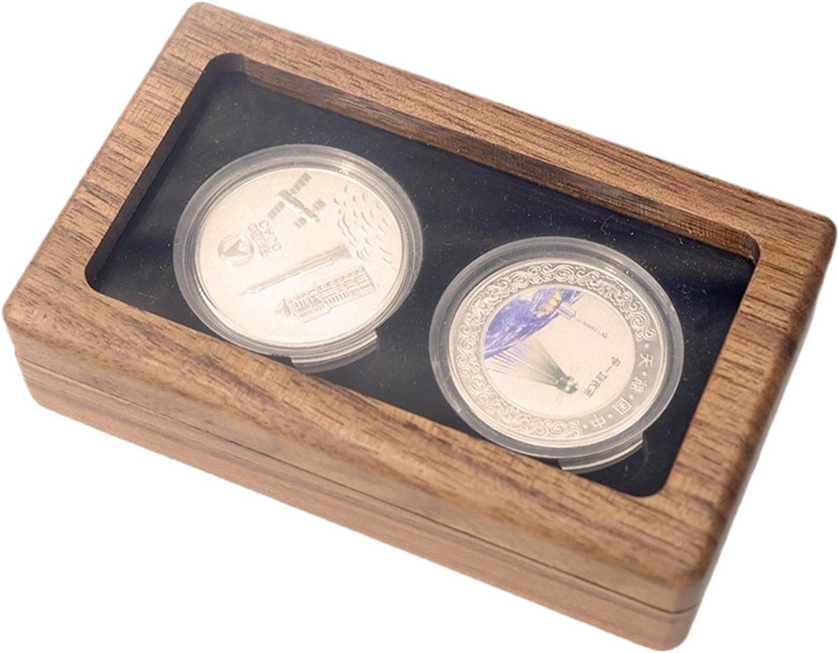 Munten Opbergdoos - Verzameldoos Presentatiekist - Collecties Presenteren - Meesterlijk Vakmanschap - 16.6 x 11.5 x 5.7 cm - Walnoot