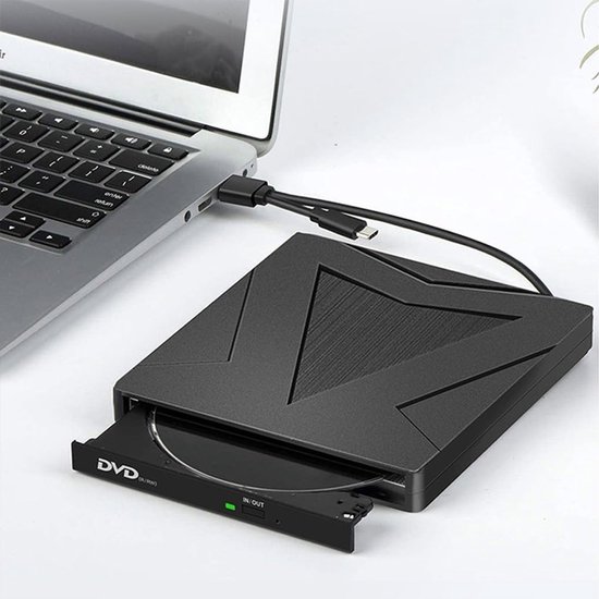 Externe DVD Brander - Dvd-speler Laptop - Films Kijken - Dubbele Poorten - Compact Formaat - Zwart — afbeelding 3